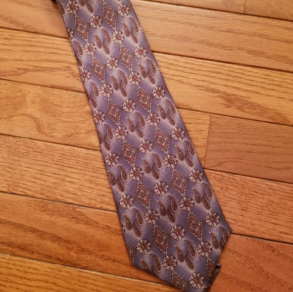 Men's Salvie Row Silk Purple and Red Tie - Picture 2 of 4